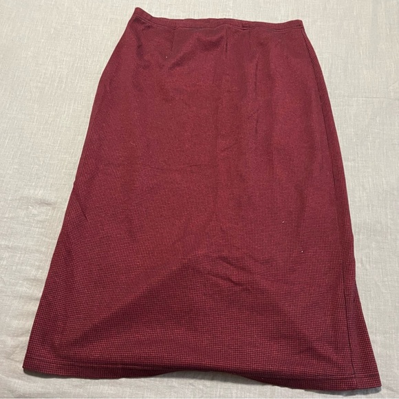 Vintage Plus Size 18/20 Carolina Colours Burgundy houndstooth midi skirt Retro - Picture 2 of 5